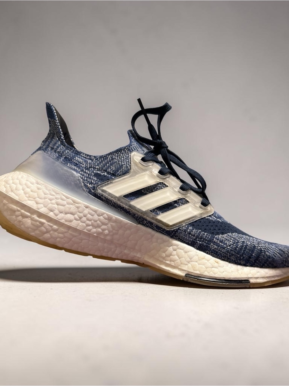 adidas Navy and White Knit Running Shoe